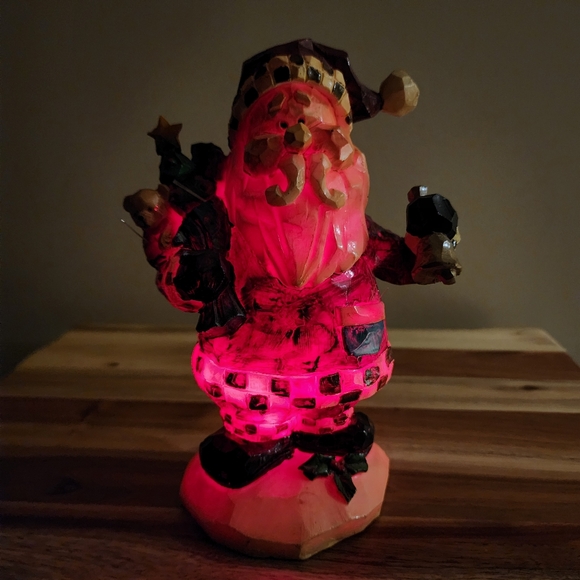 Resin Fiber Optic Santa Claus with Toy Sack Figurine Christmas Decor - Picture 3 of 12